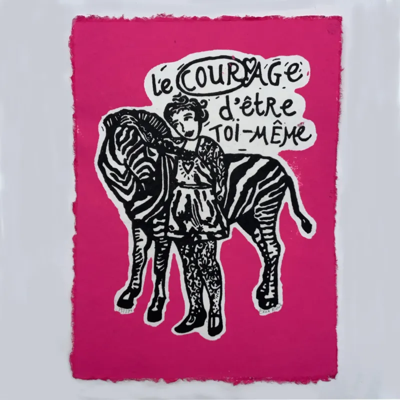 Le courage  black and fluorescent pink