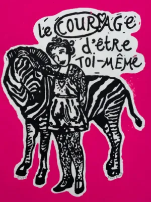 Le courage  black and fluorescent pink