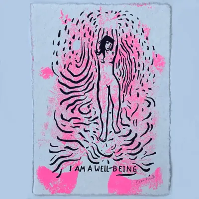 I am a well being in fluorescent pink hover